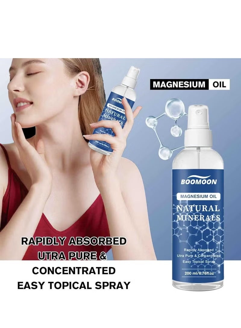 BOOMOON Magnesium Oil Spray Lotion (6.76oz), Fast-Absorbing Topical Magnesium Chloride Cream for Skin Application – Odorless, Quick-Drying, and Residue-Free for Improved Health and Gentle Skin Care - Image 4